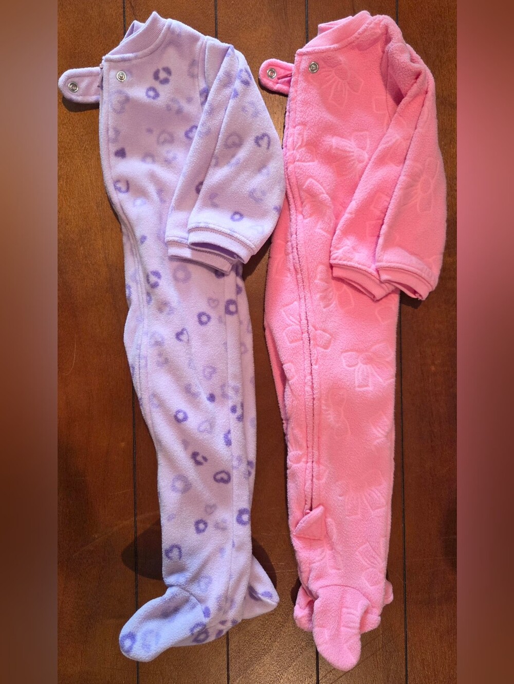 3-6M Baby Girl Fleece Foooties. Never Worn